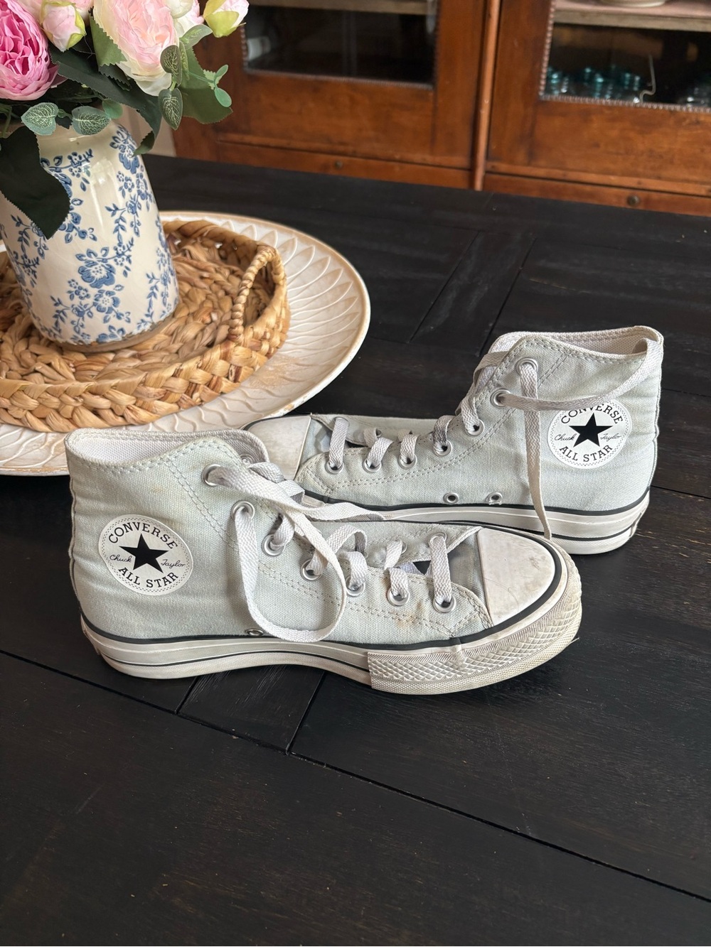 Converse High Top Platform Light Blue Sneakers Woman’s Size 7.5